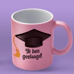 Mok " IK BEN GESLAAGD" (roze)