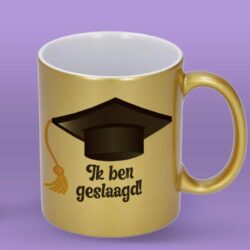 Mok " IK BEN GESLAAGD" (goud)
