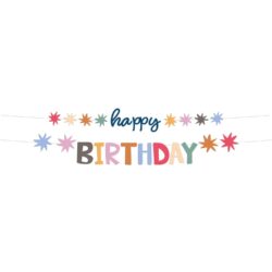 Letterbanner Set "Happy B'day" Starburst - 1,5 meter Letterbanner Set "Happy B'day" Starburst - 1,5 meter
