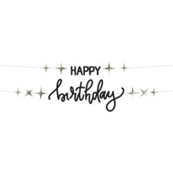 Crème noir letterslinger happy birthday - 1 meter