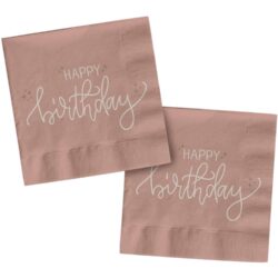 Servetten "Happy Birthday" - Creme Rose (20 stuks) 33 x 33cm Servetten "Happy Birthday" - Creme Rose (20 stuks) 33 x 33cm