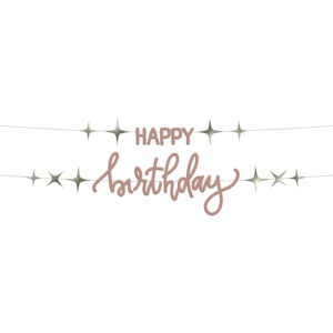 Letterslinger Set - "HAPPY birthday" Crème Rose (1,5 meter)