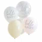 Ballonnen baby shower - floral Hello Baby - 5 stuks