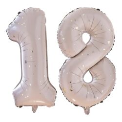 Folieballon cijfer 18 - nude en gold - 66 cm