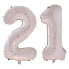 Folieballon cijfer 21 - nude en gold - 66 cm