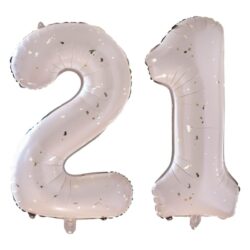 Folieballon cijfer 21 - nude en gold - 66 cm