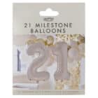 Folieballon cijfer 21 - nude en gold - 66 cm