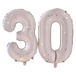 Folieballon cijfer 30 - nude en gold - 66 cm