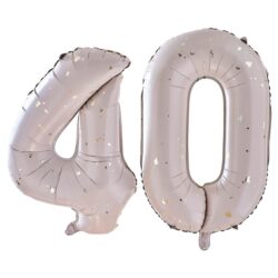 Folieballon cijfer 40 - nude en gold - 66 cm