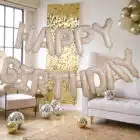 Folieballonnen nude en gold happy birthday