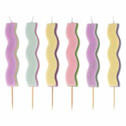 Wave pastel kaarsen - 6 stuks