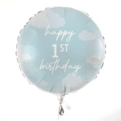 Blauwe folieballon happy 1st birthday - 45 cm
