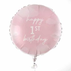 Roze folieballon happy 1st birthday - 45 cm