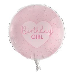 Pamper party roze folieballon birthday girl  - 45 cm