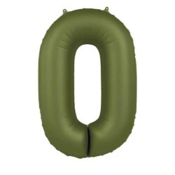 Folieballon Cijfer 0 Olive Green - 86 cm Folieballon Cijfer 0 Olive Green - 86 cm