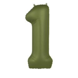 Folieballon Cijfer 1 Olive Green - 86 cm Folieballon Cijfer 1 Olive Green - 86 cm