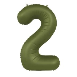 Folieballon Cijfer 2 Olive Green - 86 cm Folieballon Cijfer 2 Olive Green - 86 cm