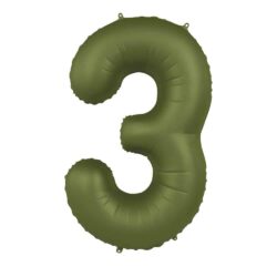Folieballon Cijfer 3 Olive Green - 86 cm Folieballon Cijfer 3 Olive Green - 86 cm