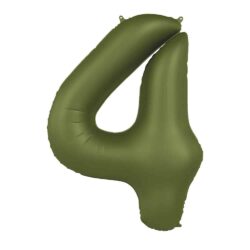Folieballon Cijfer 4 Olive Green - 86 cm Folieballon Cijfer 4 Olive Green - 86 cm