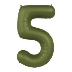 Folieballon Cijfer 5 Olive Green - 86 cm Folieballon Cijfer 5 Olive Green - 86 cm