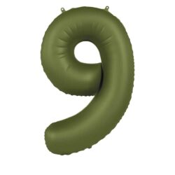 Folieballon Cijfer 9 Olive Green - 86 cm