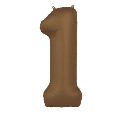 Folieballon Cijfer 1 Chocolate Brown - 86 cm