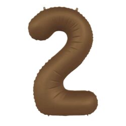 Folieballon Cijfer 2 Chocolate Brown - 86 cm