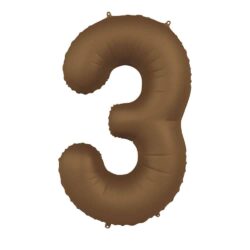 Folieballon Cijfer 3 Chocolate Brown - 86 cm