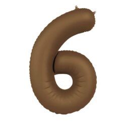 Folieballon Cijfer 6 Chocolate Brown - 86 cm