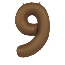 Folieballon Cijfer 9 Chocolate Brown - 86 cm