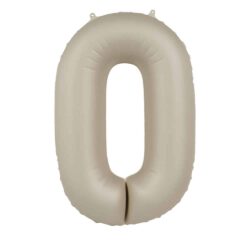 Folieballon Cijfer 0 Creamy Latte - 86 cm Folieballon Cijfer 0 Creamy Latte - 86 cm
