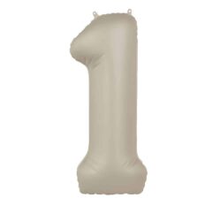Folieballon Cijfer 1 Creamy Latte - 86 cm Folieballon Cijfer 1 Creamy Latte - 86 cm