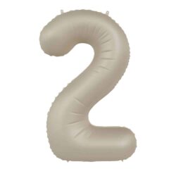 Folieballon Cijfer 2 Creamy Latte - 86 cm Folieballon Cijfer 2 Creamy Latte - 86 cm