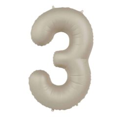 Folieballon Cijfer 3 Creamy Latte - 86 cm Folieballon Cijfer 3 Creamy Latte - 86 cm