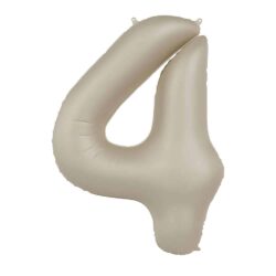 Folieballon Cijfer 4 Creamy Latte - 86 cm Folieballon Cijfer 4 Creamy Latte - 86 cm