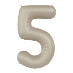 Folieballon Cijfer 5 Creamy Latte - 86 cm Folieballon Cijfer 5 Creamy Latte - 86 cm