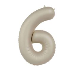 Folieballon Cijfer 6 Creamy Latte - 86 cm Folieballon Cijfer 6 Creamy Latte - 86 cm