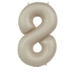 Folieballon Cijfer 8 Creamy Latte - 86 cm