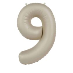 Folieballon Cijfer 9 Creamy Latte - 86 cm