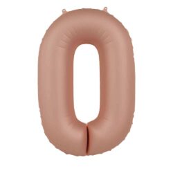 Folieballon Cijfer 0 Vintage Rose - 86 cm