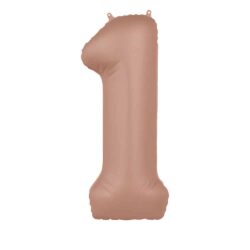 Folieballon Cijfer 1 Vintage Rose - 86 cm