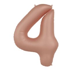 Folieballon Cijfer 4 Vintage Rose - 86 cm