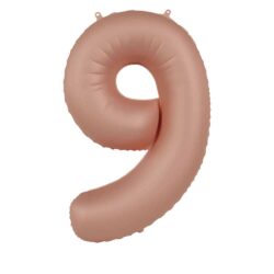 Folieballon Cijfer 9 Vintage Rose - 86 cm