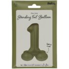 Staande folieballon Cijfer 1 Olive Green - 72 cm
