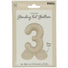 Staande folieballon Cijfer 3 Creamy Latte - 72 cm