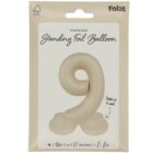 Staande folieballon Cijfer 9 Creamy Latte - 72 cm