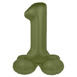 Staande folieballon Cijfer 1 Olive Green - 41 cm