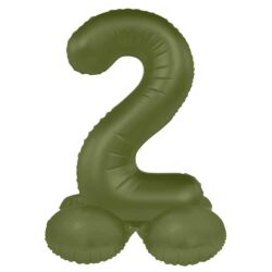 Staande folieballon Cijfer 2 Olive Green - 41 cm