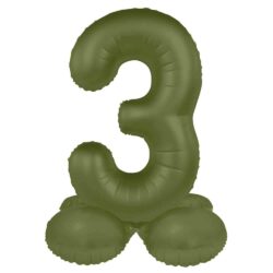 Staande folieballon Cijfer 3 Olive Green - 41 cm Staande folieballon Cijfer 3 Olive Green - 41 cm