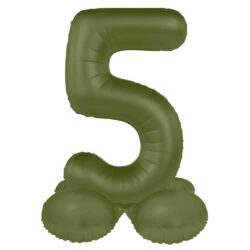 Staande folieballon Cijfer 5 Olive Green - 41 cm